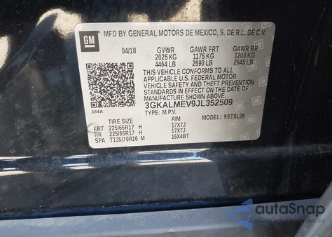 2018 GMC Terrain Sle z USA, uszkodzony, nr VIN 3GKALMEV9JL352509